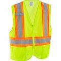 Global Industrial Class 2 Hi-Vis Safety Vest, 2 Pockets, Two-Tone, Mesh, Lime, 2XL/3XL 641639LXXL